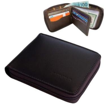 Imagem de Carteira Masculina Couro Legítimo Grande Ziper externo Completa grande executiva porta documentos-Masculino