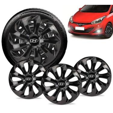 Imagem de Jogo 4 Calotas Velox Aro 14 Preta Hyundai Hb20 Hatch Sedan - Elitte
