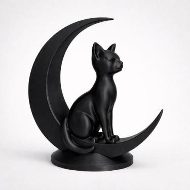 Imagem de Estátua Gato na Lua  Escultura Decorativa Minimalista Moderna para Cas