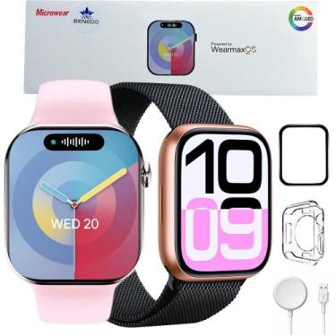 Imagem de Smartwatch Feminino Masculino W99 Pro 45mm Amoled Nfc Gps 2 Pulseiras 