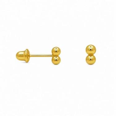 Imagem de Brinco em Ouro 18K Bolinha Dupla - Elegante e Exclusivo - Justino Riba
