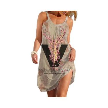 Imagem de Vestido Sem Mangas Estilo Étnico Feminino Casual De Verão Moda Elegant