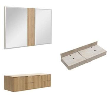 Imagem de Conjunto para Banheiro Bancada em Porcelanato para Cuba de Apoio, Armá