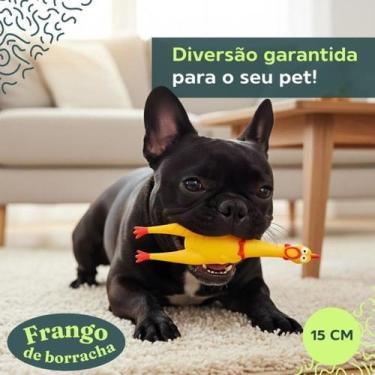 Imagem de Brinquedo Galinha De Borracha 16 Cm Para Cães Apito Sonoro - Galinha d
