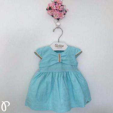 Imagem de Vestido Festa Paraiso Bebe Menina Pedras Turquesa Ref 6917, G ( 9 - 12