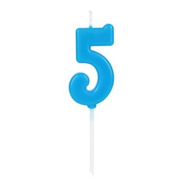 Imagem de Vela de Aniversário Número 5 Azul 4,5 cm Silver Plastic