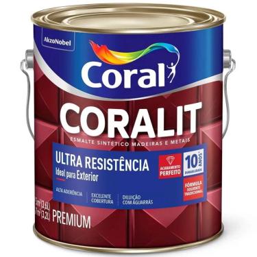 Imagem de Esmalte Sintético Coralit Ultra Resistência Alto Brilho 3,6L Branco 5202672 para Uso Externo Coral