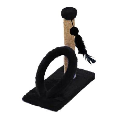 Imagem de Arranhador Para Gatos Mini Poste C/ Arco Pelucia Retangular Preto - Uz