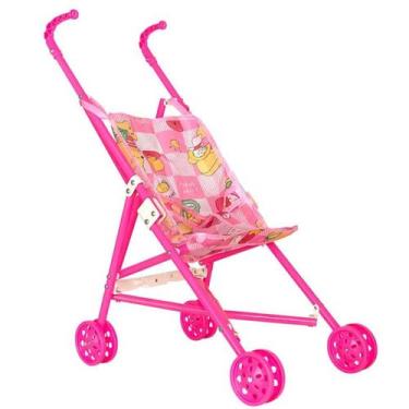 Imagem de Brinquedo Carrinho de Bonecas Dobrável em Design Rosa Vibrante Ideal P