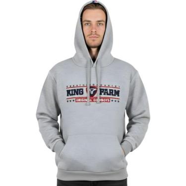 Imagem de Moletom King Farm Masculino Original Bordado Em Relevo Capuz, Cinza, G