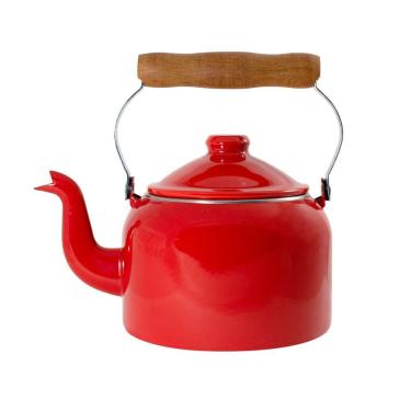 Imagem de Chaleira Tradicional Esmaltada 1,8L para Servir e Decorar Aço Especial Atóxico Vermelho Ewel