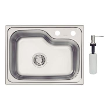 Imagem de Cuba de Embutir Morgana Compact 48 FX Retangular Undermount Aço Inox Acetinado com Dosador Prata Tramontina