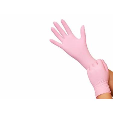 Imagem de Luva Descartável - Nitrilo - Rosa - Sem Pó - Texturizada - 100un, P - 
