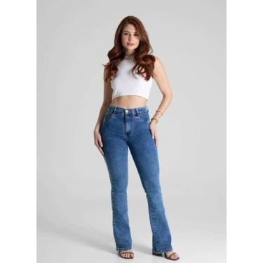 Imagem de Calça Feminina Jeans Bootcut Sawary Premium Original Cintura Alta Moda