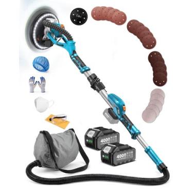 Imagem de Lixadeira de parede a seco sem fio Seesii 900W com aspirador e 2 bater