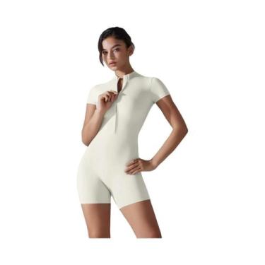 Imagem de Macacão De Yoga Feminino De Manga Curta, Roupas De Treino, Bodysuit De