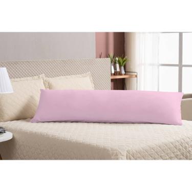 Imagem de Fronha para travesseiro de corpo 1,30M algodão rosa zíper