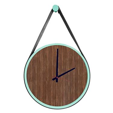Imagem de Relógio Adnet Verde Alça Preta Mostrador Pau Ferro Ponteiro Preto 40 cm
