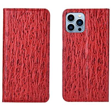 Imagem de LAHappyL Capa carteira para iPhone 13 Pro Max/13 Pro/13/13 Mini capa de couro legítimo com suporte para cartão e fecho magnético, capa protetora à prova de choque, vermelha, 13 Pro 6,1 polegadas