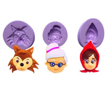 Imagem de Confeitaria dos moldes, F825 MOLDE DE SILICONE KIT CHAPEUZINHO VERMELHO COM 3 MOLDES CONFEITARIA ARTESANATO