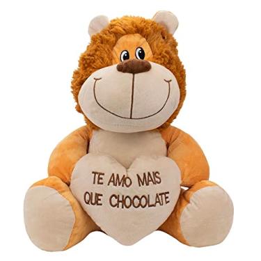Imagem de Leão de Pelúcia 26 cm Coração Te Amo Mais Que Chocolate Fofy