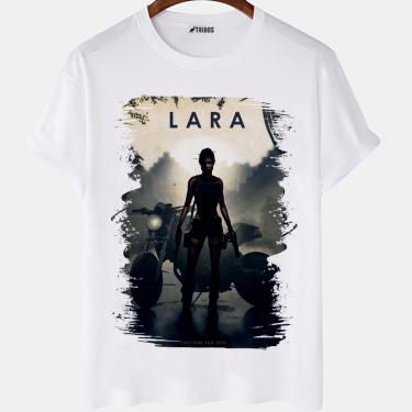 Imagem de Camiseta masculina Lara Croft Custom Trx 850 Moto Arte Camisa Blusa Branca Estampada
