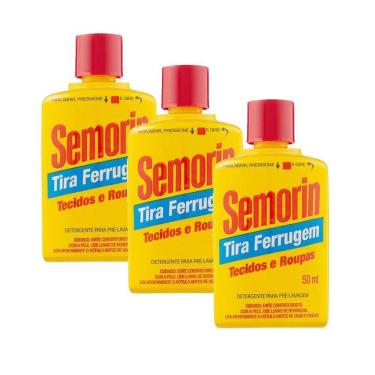 Imagem de Tira Manchas Detergente Anti Ferrugem Semorin Kit 3