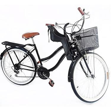 Imagem de Bicicleta aro 26 retrô com cadeirinha dianteira 18v c/cesta