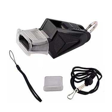 Imagem de Apito Futebol Preto Profissional com Bocal de Silicone e Acessórios