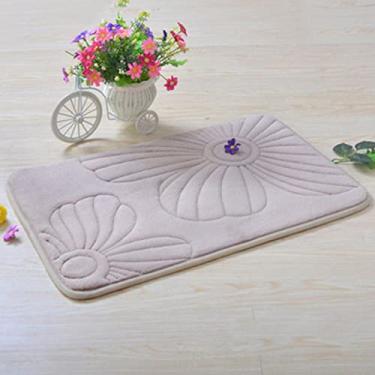 Imagem de Tapete de banheiro de espuma viscoelástica absorvente macio antiderrapante veludo coral tapete de banheiro fácil de secar na máquina tapete de banheiro, cinza claro 40 x 60 cm
