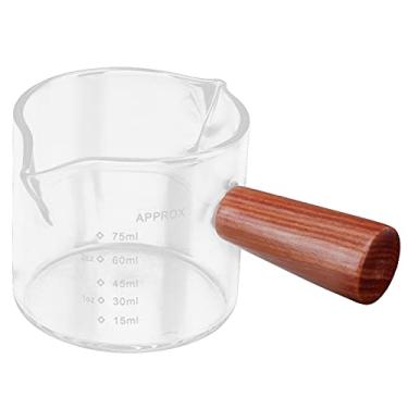 Imagem de Vidro de medição, copo de leite de bico duplo com alça de madeira Caneca de vidro para cozinha doméstica (01)