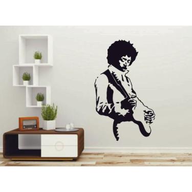 Imagem de Adesivo De Parede Jimi Hendrix Tocando Guitarra Musica - V3 Shop