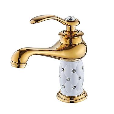 Imagem de Torneira de banheiro com acabamento em bronze antigo, lavatório de latão, torneiras de latão sólido, torneiras misturadoras de água, guindaste de banho, b, ouro, china