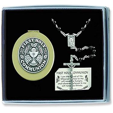 Imagem de Cathedral Art Abbey & CA First Holy Communion Terço de Madeira Preta e Caixa de Lembrança, Conjunto de Presente, Mulit