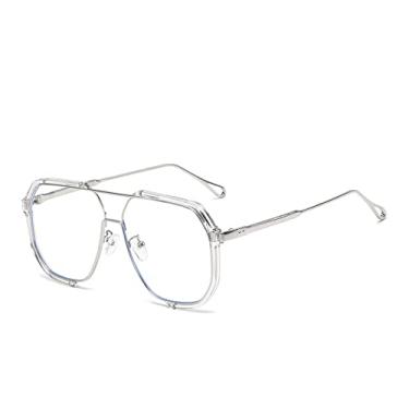 Imagem de Óculos de sol poligonais de armação grande de feixe duplo fashion óculos de sol de forma côncava moda óculos de luz anti-azul, 7, tamanho único