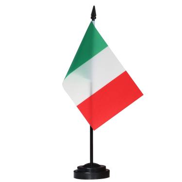 Imagem de Conjunto de bandeiras de mesa ANLEY Itália Deluxe - Bandeira de mesa italiana em miniatura de 6 x 4 "com pólo sólido de 12" - cores vivas e resistente ao desbotamento - base preta e topo de lança