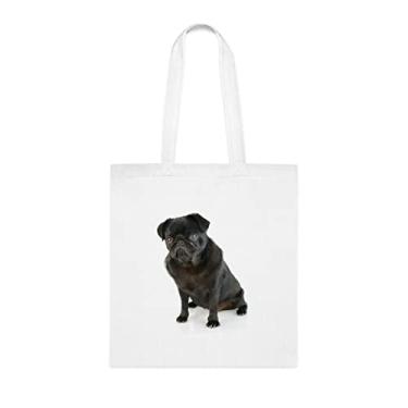 Imagem de Sacola para cachorro pug, presente para cachorro pug, presente para pug, aniversário de cachorro pug bolsa de ombro para cachorro pug, sacola reutilizável para cachorro pug, Branco