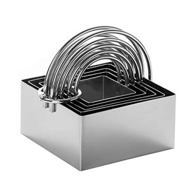 Imagem de Moffris Cortador de biscoito quadrado com alça (conjunto de 5 peças) – Cortador de biscoito quadrado de aço inoxidável para armazenamento fácil