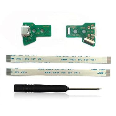 Imagem de Adaptador de porta de carregamento micro USB de substituição JDS-055 para DualShock 4, módulo de placa de soquete de carregador de peça de reparo para controle sem fio Sony PlayStation PS4 5TH V5 com cabo flexível de 12 pinos, parafuso de ferramenta