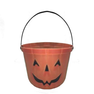 Imagem de Balde Halloween Abóbora Laranja com Alça 18cm x 14cm