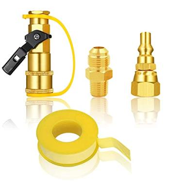 Imagem de MENSI Kit de adaptador universal de desconexão de propano de conexão rápida de 1/4" com alargamento fêmea de 3/8" para conexão de liberação rápida