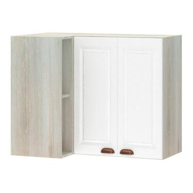 Imagem de Armário Aéreo Canto Conjugado 2 Portas Lateral Crema Com Branco