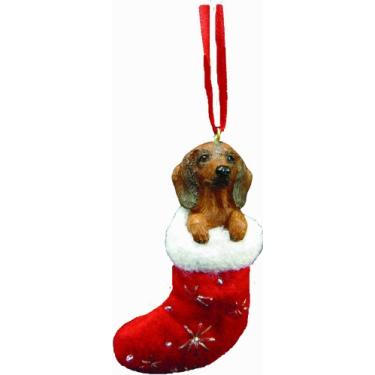 Imagem de Ornamento de Natal Dachshund com detalhes costurados e pintados à mão