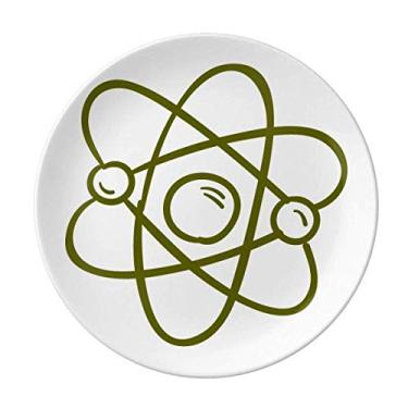 Imagem de Prato decorativo de porcelana para sala de jantar com átomos escolares ao redor da física eletrônica