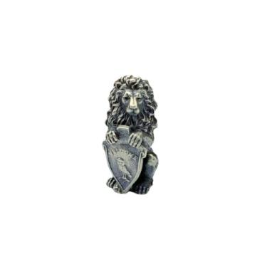Imagem de Escudo de Leão de Latão Estátua de Boas-Vindas Grânulos de Joias Suprimentos para Fabrico de Bijuterias, Contas de Escultura de Animais para Pulseira DIY EDC Contas de Paracord Vintage Retrô Acessórios de Cordão de Pingente de Cobre