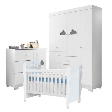 Imagem de Quarto de Bebê Ane com Berço Americano New Nanda Branco Brilho – Phoenix Baby