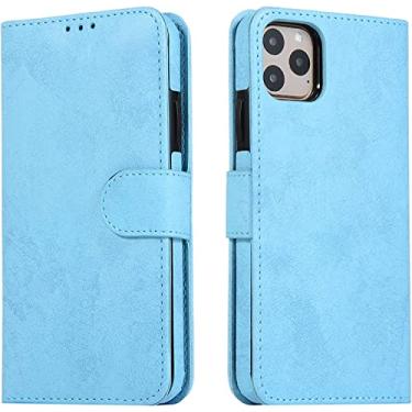 Imagem de TTUCFA Capa carteira para iPhone 13 Pro Max/13 Pro/13/13 Mini, couro premium 2 em 1 capa destacável com slots de cartão capa flip magnética fólio (cor: azul 1, tamanho: 13 Pro 6,1 polegadas)
