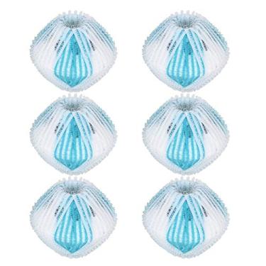 Imagem de Esferas para arruela, 6 peças para máquina de lavar, remoção de fiapos de cabelo, bola para roupas, ferramenta para limpeza de bola, azul, branco