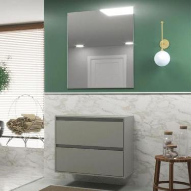 Imagem de Gabinete Para Banheiro Com Espelheira 80cm Mdf Verde Dubai - On Móveis