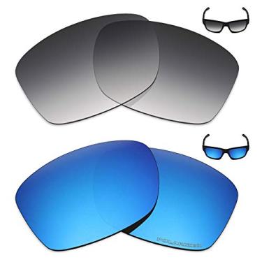 Imagem de Mryok+ 2 pares de lentes polarizadas de substituição para óculos de sol Oakley Jupiter Squared – Cinza dégradé Tint/Azul gelo